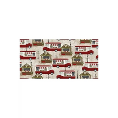 Fabric, "Cocoa Trucks" Pattern - A Christmas to Remember By Beth Albert, Beige Fabric, "Cocoa Trucks" Pattern - A Christmas to Remember By Beth Albert, Beige
