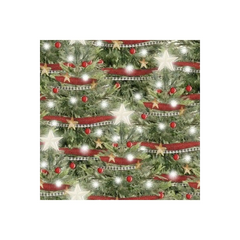 Fabric, "Decorated Trees" Pattern - A Christmas To Remember By Beth Albert, Green Fabric, "Decorated Trees" Pattern - A Christmas To Remember By Beth Albert, Green