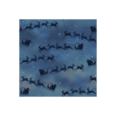 Fabric, "Flying Sleigh" Pattern - A Christmas To Remember By Beth Albert, Blue Fabric, "Flying Sleigh" Pattern - A Christmas To Remember By Beth Albert, Blue