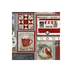 Fabric, "Home Patch" Pattern - A Christmas To Remember By Beth Albert, Multi-Patterned Fabric, "Home Patch" Pattern - A Christmas To Remember By Beth Albert, Multi-Patterned