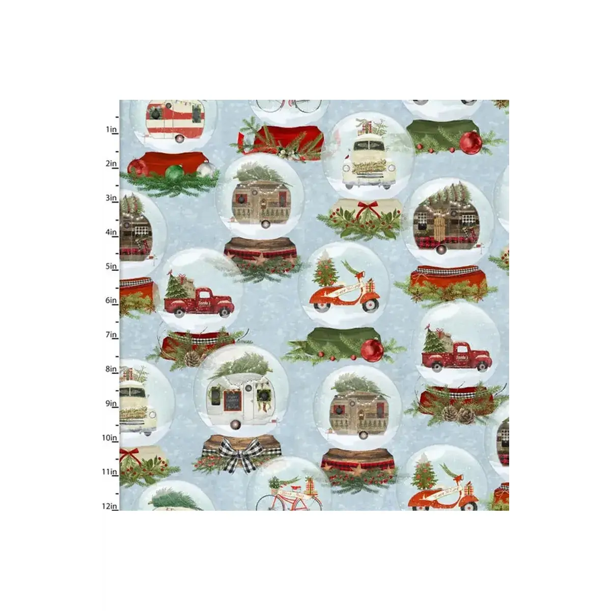Fabric, 3 Wishes Fabric, A Christmas To Remember, Transport Globes - 19526-Blue Fabric, 3 Wishes Fabric, A Christmas To Remember, Transport Globes - 19526-Blue