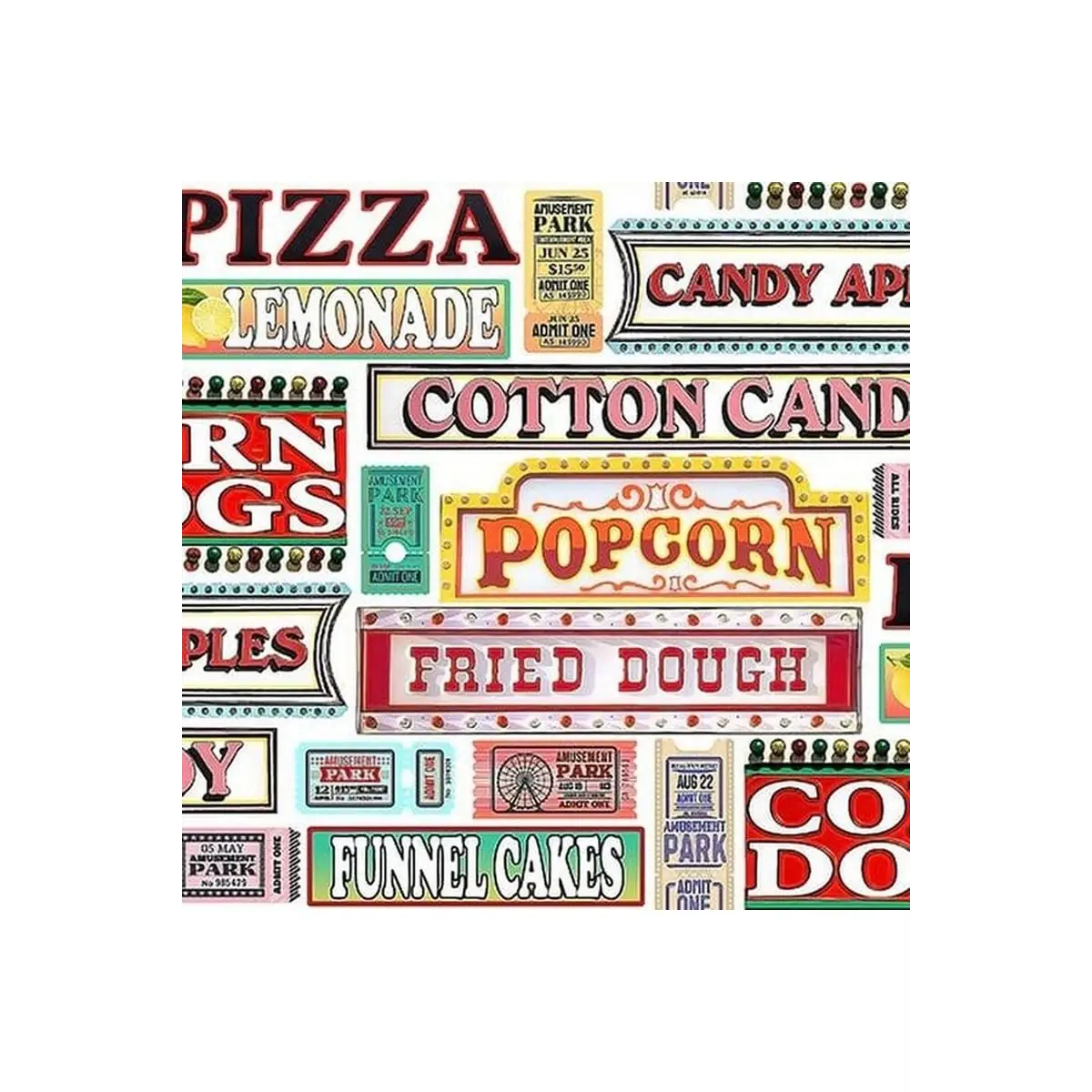Fabric, 3 Wishes Fabric - Amazement Park Concessions - 18737-Multi Fabric, 3 Wishes Fabric - Amazement Park Concessions - 18737-Multi