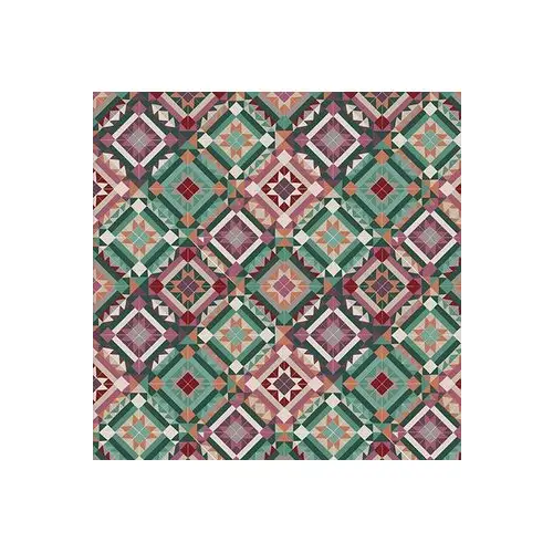 Fabric, 3 wishes Fabrics, Folk Flora/Folk Geo - 20830-Multi Fabric, 3 wishes Fabrics, Folk Flora/Folk Geo - 20830-Multi