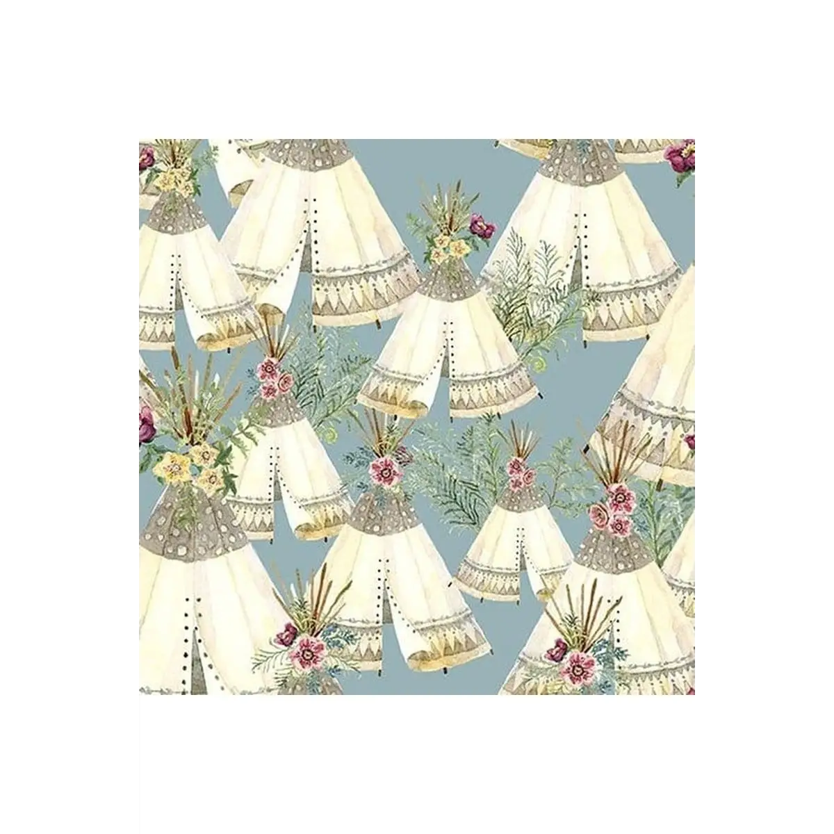 Fabric, Forest Friends Tee Pee - 18675-Blue Fabric, Forest Friends Tee Pee - 18675-Blue