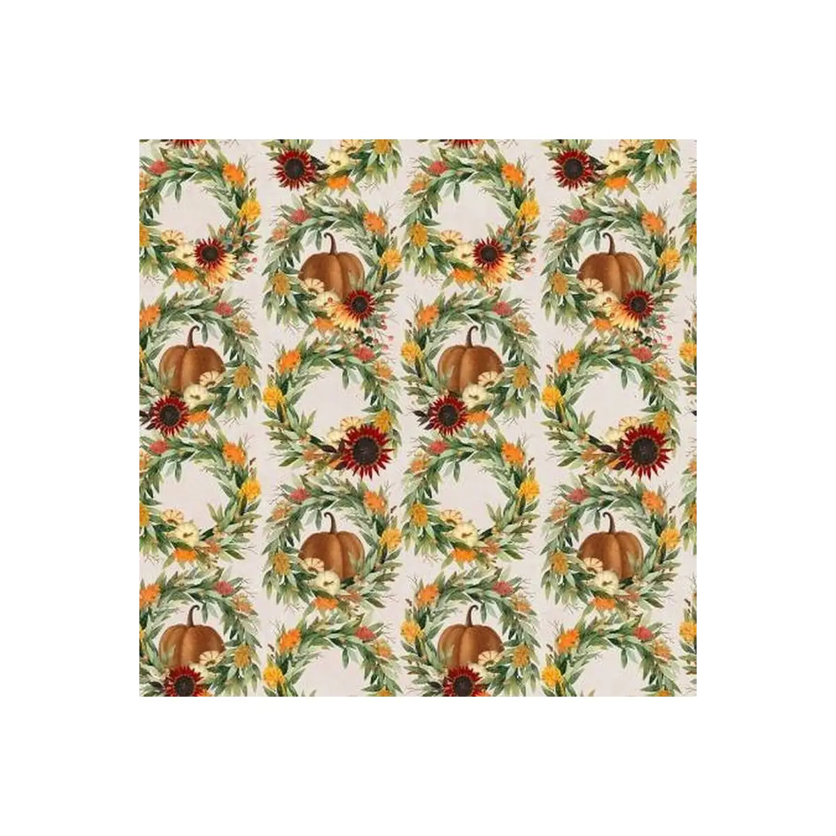Fabric, Happy Fall Beige Wreath Fabric, Happy Fall Beige Wreath