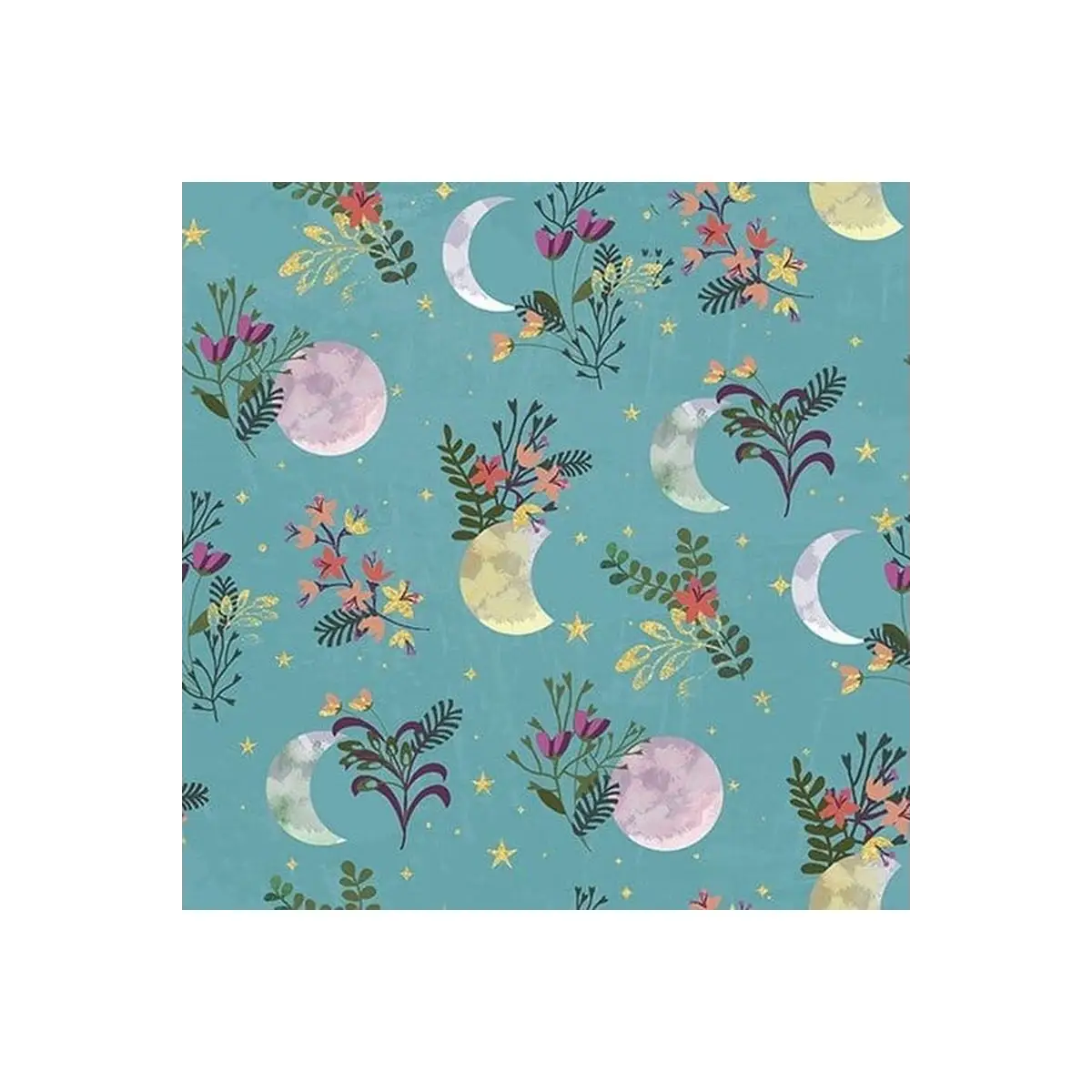 Fabric, Moonlight Florals - 18708-Turquoise Fabric, Moonlight Florals - 18708-Turquoise
