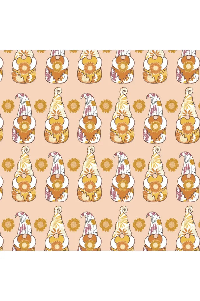 Fabric, Camelot Fabrics, Gnome Sweet Gnome Collection - Light Orange Fabric, Camelot Fabrics, Gnome Sweet Gnome Collection - Light Orange