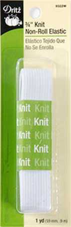 Dritz White Non-Roll Knit Elastic 3/4in x 1yd