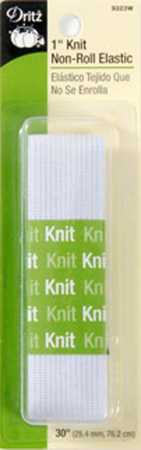 Dritz White Non-Roll Knit Elastic 1in x 30in