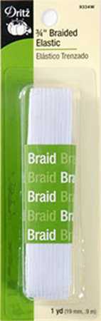 Dritz White Braided Elastic 3/4in x 1yd