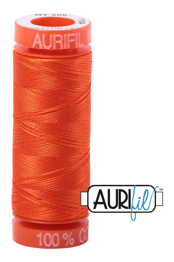 Aurifil Mako 50wt Cotton 200 m 220 yd. spool - 1104 Neon Orange Aurifil Mako 50wt Cotton 200 m 220 yd. spool - 1104 Neon Orange