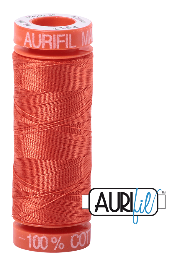 Aurifil Mako 50wt Cotton 200 m 220 yd. spool - 1154 Dusty Orange Aurifil Mako 50wt Cotton 200 m 220 yd. spool - 1154 Dusty Orange
