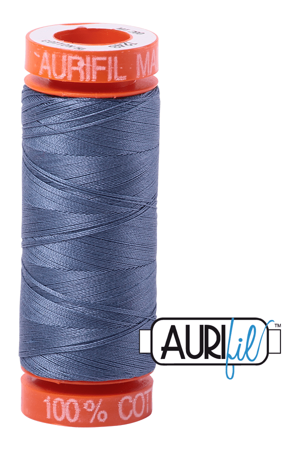 Aurifil Mako 50wt Cotton 200 m 220 yd. spool - 1248 Dark Grey Blue Aurifil Mako 50wt Cotton 200 m 220 yd. spool - 1248 Dark Grey Blue