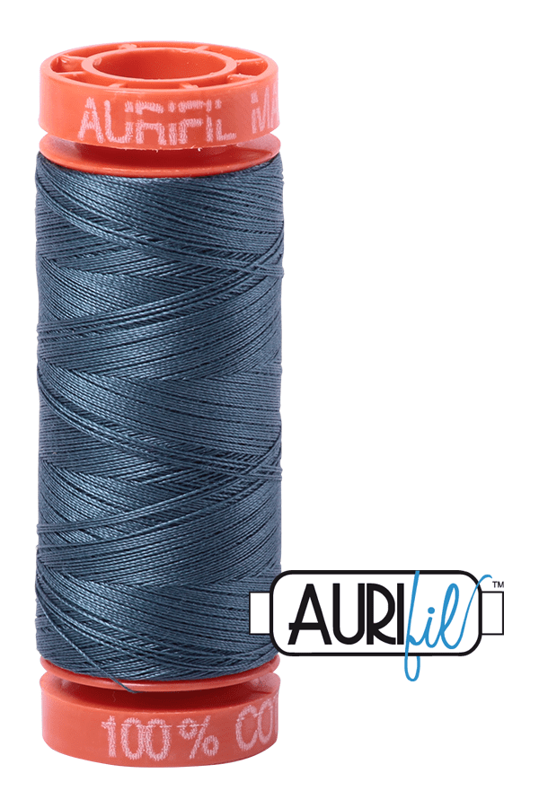 Aurifil Mako 50wt Cotton 200 m 220 yd. spool - 1310 Medium Blue Grey Aurifil Mako 50wt Cotton 200 m 220 yd. spool - 1310 Medium Blue Grey