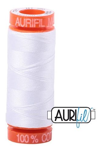 Aurifil Mako 50wt Cotton 200 m 220 yd. spool - 2024 White Aurifil Mako 50wt Cotton 200 m 220 yd. spool - 2024 White