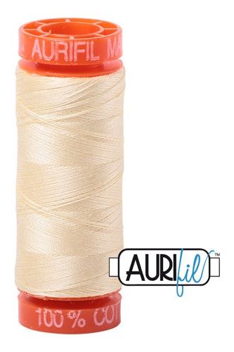 Aurifil Mako 50wt Cotton 200 m 220 yd. spool - 2110 Light Lemon Aurifil Mako 50wt Cotton 200 m 220 yd. spool - 2110 Light Lemon