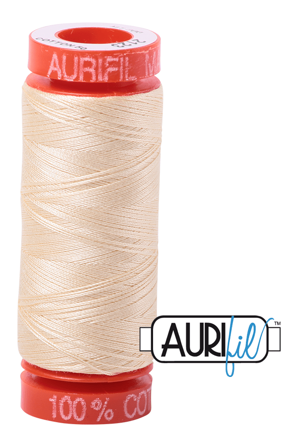 Aurifil Mako 50wt Cotton 200 m 220 yd. spool - 2123 Butter Aurifil Mako 50wt Cotton 200 m 220 yd. spool - 2123 Butter
