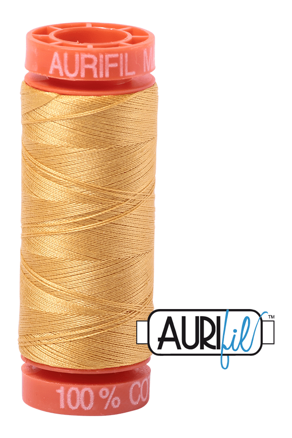 Aurifil Mako 50wt Cotton 200 m 220 yd. spool - 2134 Spun Gold Aurifil Mako 50wt Cotton 200 m 220 yd. spool - 2134 Spun Gold