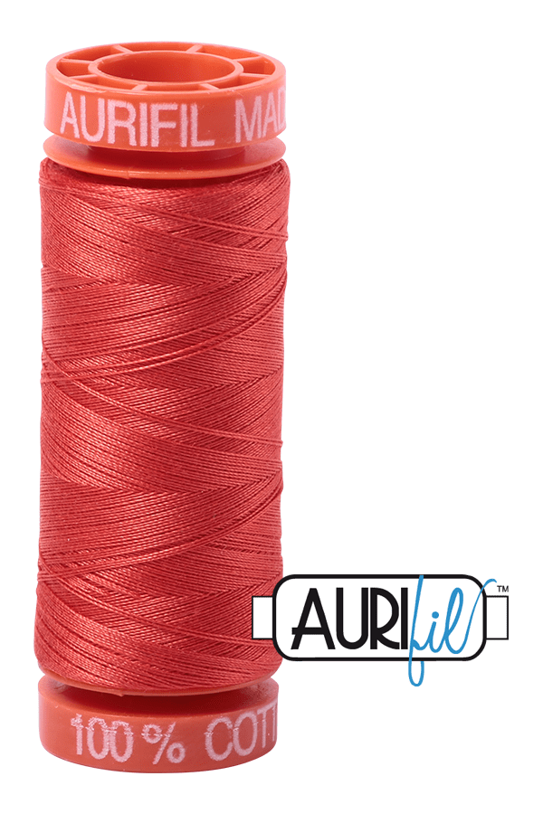 Aurifil Mako 50wt Cotton 200 m 220 yd. spool - 2277 Light Red Orange Aurifil Mako 50wt Cotton 200 m 220 yd. spool - 2277 Light Red Orange