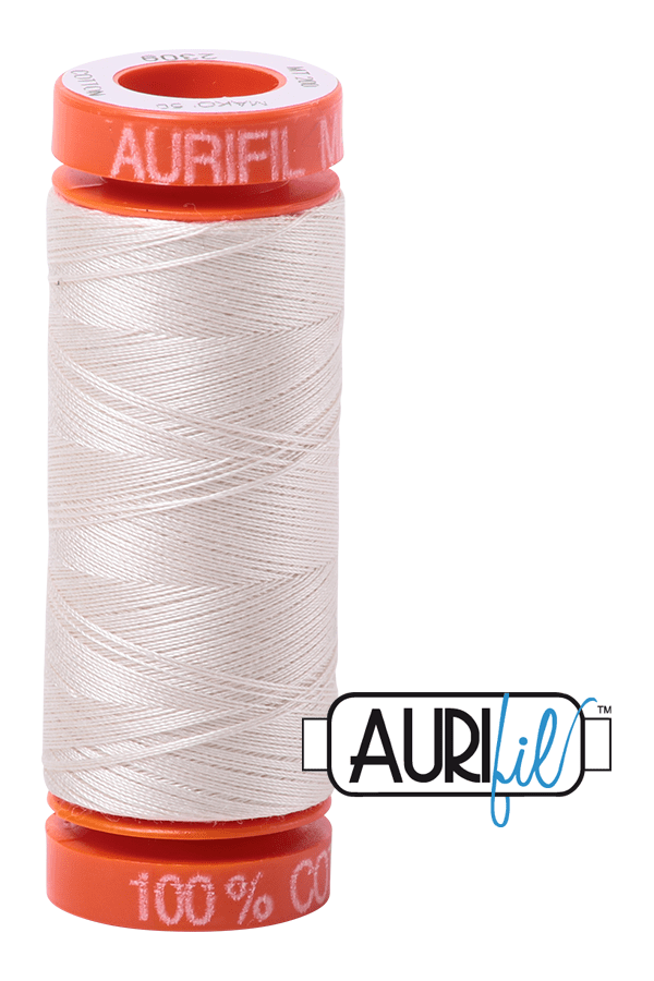 Aurifil Mako 50wt Cotton 200 m 220 yd. spool - 2309 Silver White Aurifil Mako 50wt Cotton 200 m 220 yd. spool - 2309 Silver White