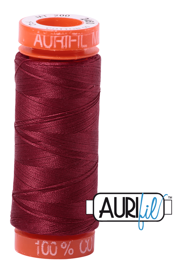 Aurifil Mako 50wt Cotton 200 m 220 yd. spool - 2460 Dark Carmine Red Aurifil Mako 50wt Cotton 200 m 220 yd. spool - 2460 Dark Carmine Red