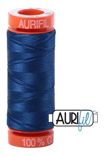 Aurifil Mako 50wt Cotton 200 m 220 yd. spool - 2780 Dark Delft Blue Aurifil Mako 50wt Cotton 200 m 220 yd. spool - 2780 Dark Delft Blue