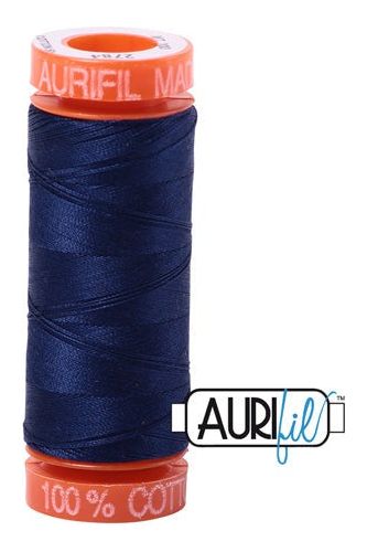 Aurifil Mako 50wt Cotton 200 m 220 yd. spool - 2784 Dark Navy Aurifil Mako 50wt Cotton 200 m 220 yd. spool - 2784 Dark Navy