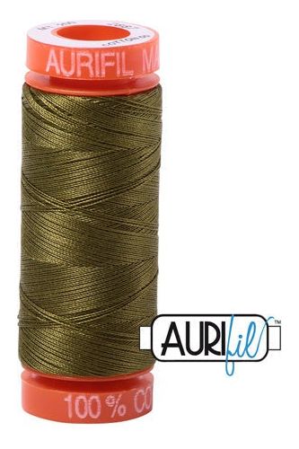 Aurifil Mako 50wt Cotton 200 m 220 yd. spool - 2887 Dark Olive Aurifil Mako 50wt Cotton 200 m 220 yd. spool - 2887 Dark Olive