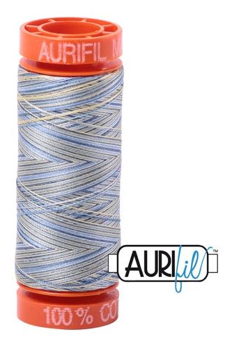 Aurifil Mako 50wt Cotton 200 m 220 yd. spool - 4649 Lemon Blueberry Aurifil Mako 50wt Cotton 200 m 220 yd. spool - 4649 Lemon Blueberry