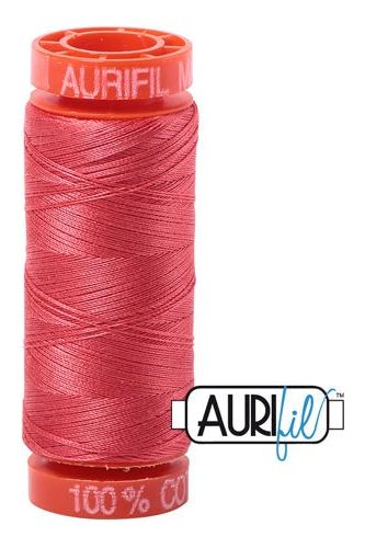 Aurifil Mako 50wt Cotton 200 m 220 yd. spool - 5002 Medium Red Aurifil Mako 50wt Cotton 200 m 220 yd. spool - 5002 Medium Red