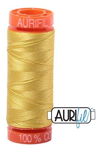 Aurifil Mako 50wt Cotton 200 m 220 yd. spool - 5015 Gold Yellow Aurifil Mako 50wt Cotton 200 m 220 yd. spool - 5015 Gold Yellow