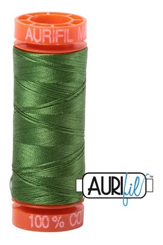 Aurifil Mako 50wt Cotton 200 m 220 yd. spool - 5018 Dark Grass Green Aurifil Mako 50wt Cotton 200 m 220 yd. spool - 5018 Dark Grass Green
