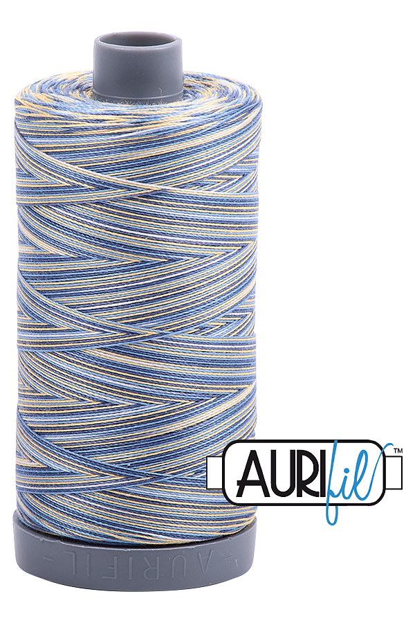 Aurifil Mako 28wt Cotton 750 m 820 yd. spool - 4649 Lemon Blueberry Aurifil Mako 28wt Cotton 750 m 820 yd. spool - 4649 Lemon Blueberry
