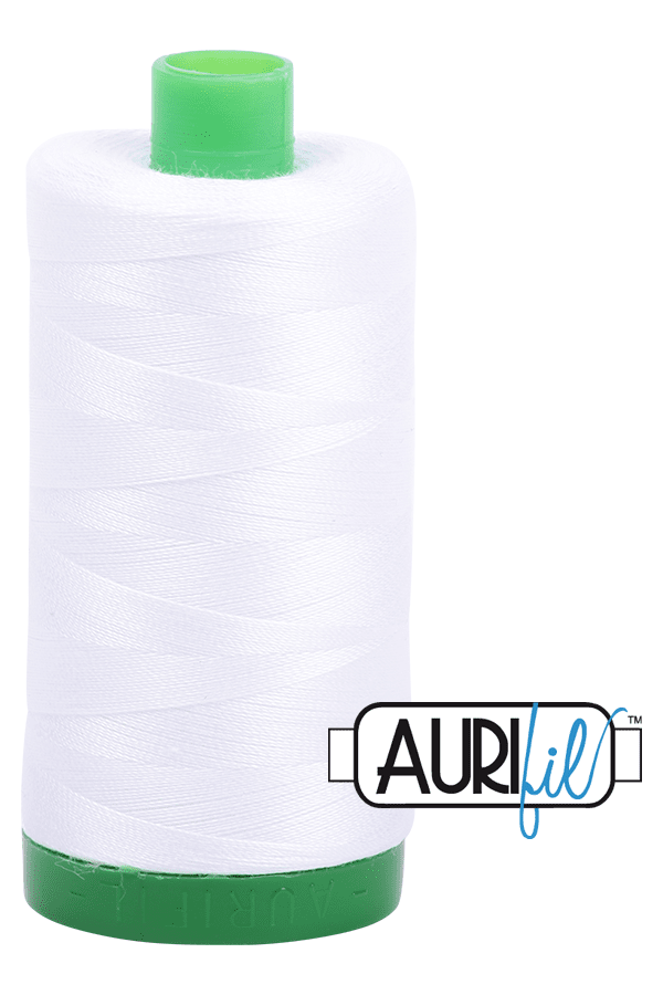 Aurifil Mako 40wt 2-ply Cotton 1000 m 1094 yd. spool - 2024 White Aurifil Mako 40wt 2-ply Cotton 1000 m 1094 yd. spool - 2024 White