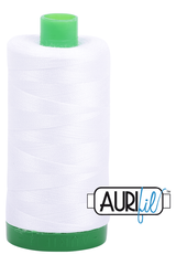 Aurifil Mako 40wt 2-ply Cotton 1000 m 1094 yd. spool - 2024 White Aurifil Mako 40wt 2-ply Cotton 1000 m 1094 yd. spool - 2024 White