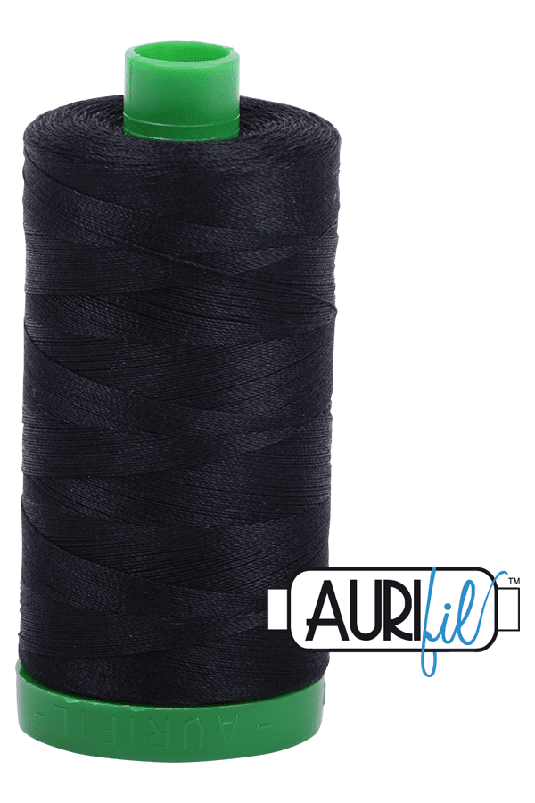Aurifil Mako 40wt 2-ply Cotton 1000 m 1094 yd. spool - 2692 Black Aurifil Mako 40wt 2-ply Cotton 1000 m 1094 yd. spool - 2692 Black