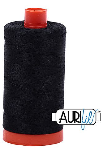 Aurifil Mako 50wt Cotton 1300 m 1422 yd. spool - 2692 Black Aurifil Mako 50wt Cotton 1300 m 1422 yd. spool - 2692 Black