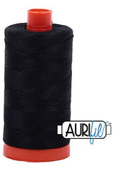 Aurifil Mako 50wt Cotton 1300 m 1422 yd. spool - 2692 Black Aurifil Mako 50wt Cotton 1300 m 1422 yd. spool - 2692 Black