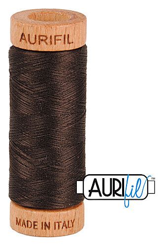 Aurifil Mako 80wt Cotton 274 m 300 yd. spool - 1130 Very Dark Bark Aurifil Mako 80wt Cotton 274 m 300 yd. spool - 1130 Very Dark Bark