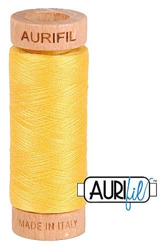 Aurifil Mako 80wt Cotton 274 m 300 yd. spool - 1135 Pale Yellow Aurifil Mako 80wt Cotton 274 m 300 yd. spool - 1135 Pale Yellow