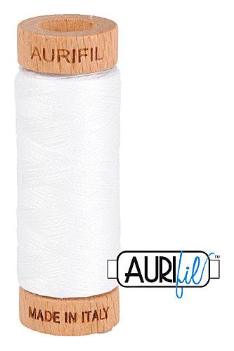 Aurifil Mako 80wt Cotton 274 m 300 yd. spool - 2024 White Aurifil Mako 80wt Cotton 274 m 300 yd. spool - 2024 White