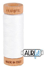 Aurifil Mako 80wt Cotton 274 m 300 yd. spool - 2024 White Aurifil Mako 80wt Cotton 274 m 300 yd. spool - 2024 White