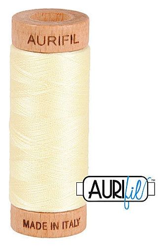 Aurifil Mako 80wt Cotton 274 m 300 yd. spool - 2110 Light Lemon Aurifil Mako 80wt Cotton 274 m 300 yd. spool - 2110 Light Lemon