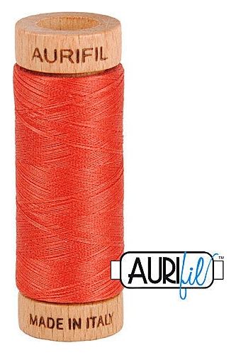 Aurifil Mako 80wt Cotton 274 m 300 yd. spool - 2255 Dark Red Orange Aurifil Mako 80wt Cotton 274 m 300 yd. spool - 2255 Dark Red Orange