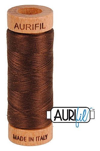 Aurifil Mako 80wt Cotton 274 m 300 yd. spool - 2360 Chocolate Aurifil Mako 80wt Cotton 274 m 300 yd. spool - 2360 Chocolate