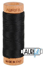 Aurifil Mako 80wt Cotton 274 m 300 yd. spool - 2692 Black Aurifil Mako 80wt Cotton 274 m 300 yd. spool - 2692 Black