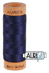 Aurifil Mako 80wt Cotton 274 m 300 yd. spool - 2785 Very Dark Navy Aurifil Mako 80wt Cotton 274 m 300 yd. spool - 2785 Very Dark Navy