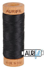 Aurifil Mako 80wt Cotton 274 m 300 yd. spool - 4241 Very Dark Grey Aurifil Mako 80wt Cotton 274 m 300 yd. spool - 4241 Very Dark Grey