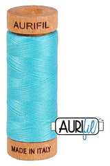 Aurifil Mako 80wt Cotton 274 m 300 yd. spool - 5005 Bright Turquoise Aurifil Mako 80wt Cotton 274 m 300 yd. spool - 5005 Bright Turquoise