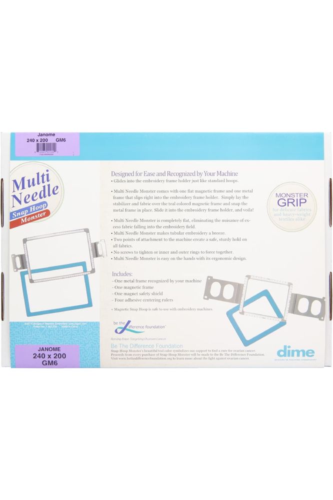 Dime, 240mm x 200mm Multi Needle Snap Hoop Monster - Janome Dime, 240mm x 200mm Multi Needle Snap Hoop Monster - Janome